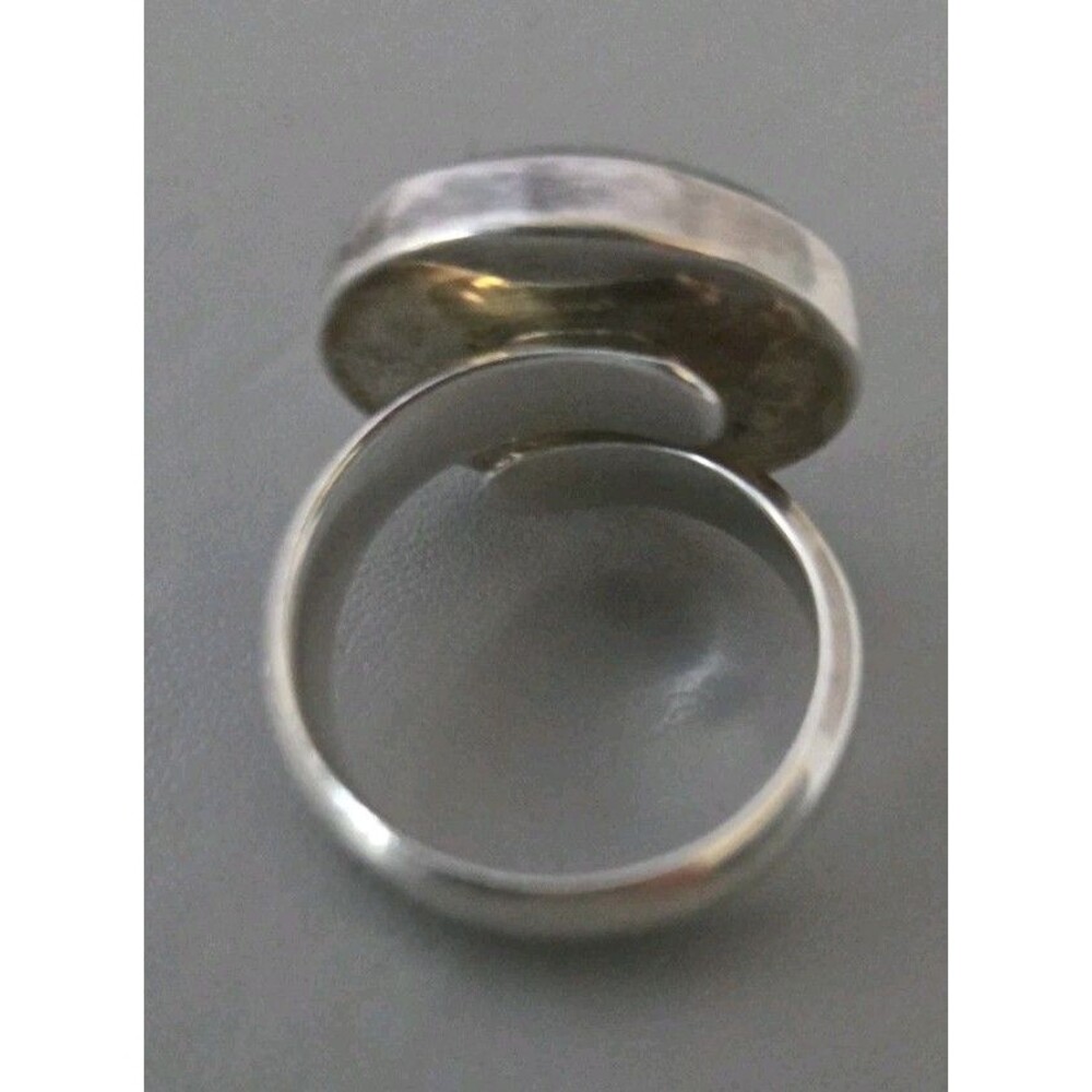 Moon Bear 925 Sterling 19.1mm Round Labradorite Ring Size: 7.25 Wt. 10.7 Grams - Picture 12 of 13